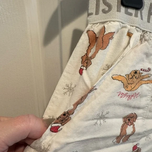 Hollister White Holiday Pajama Shorts with Dogs Print Size L - Picture 10 of 10